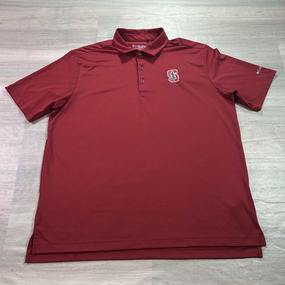 Stanford‎ Cardinal Polo Shirt Mens XL Red Short Sleeve NCAA Golf Columbia Top